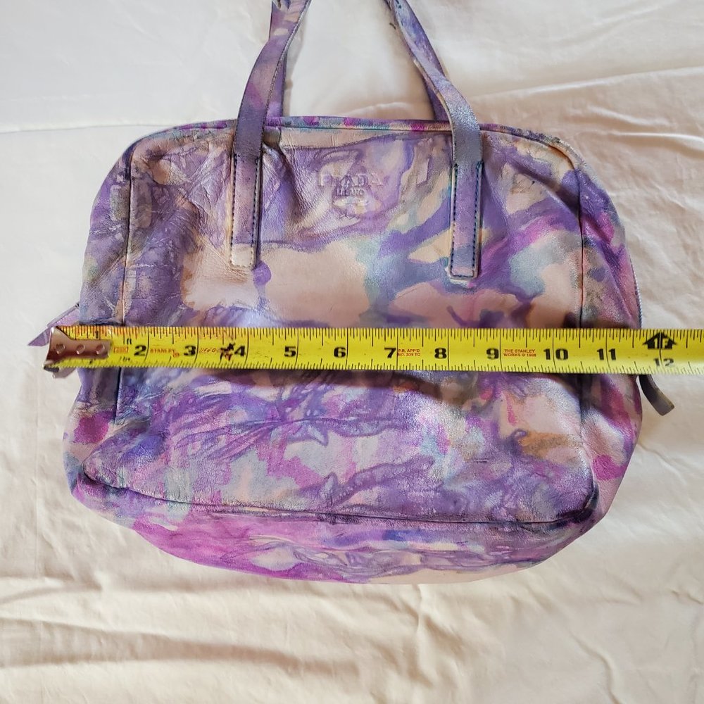 Prada leather hobo tote bag purple Pink blue white yellow grey ivory tie dyed - Picture 13 of 16